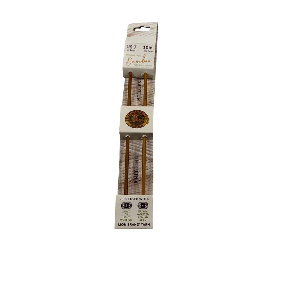 Lion Brand Yarns Bamboo Single Point Knitting Needles Size US 7 10 Inch New